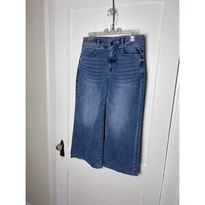 NYDJ Wide Leg Cropped Cool Embrace Lift Tuck High Rise Denim Jeans Size 6 L